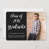 黒モダン金ゴールド卒業発表カード 招待状 (正面)