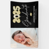 黒モダン金ゴールド卒業2025フォトバナー 横断幕 (縦)