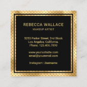 黒モダン金ゴールド唇メイクアップアーティスト スクエア名刺 (裏面)