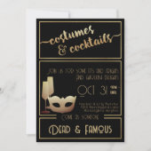 黒モダン金ゴールド大人エレガントハローウィンパーティ 招待状 (正面)