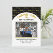 黒モダン金ゴールド大学院写真サンキューカード サンキューカード (スタンド正面)