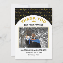 黒モダン金ゴールド大学院写真サンキューカード サンキューカード