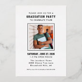 黒モダン金ゴールド大学院写真卒業パーティー 箔招待状 (裏面)