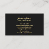 黒モダン金ゴールド大理石グリッター金ゴールド美しいサロン 名刺 (裏面)