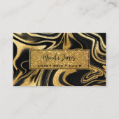黒モダン金ゴールド大理石グリッター金ゴールド美しいサロン 名刺 (正面)