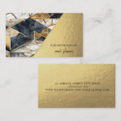 黒モダン金ゴールド大理石ジオメトリ 名刺 (正面/裏面)