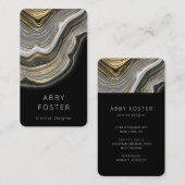 黒モダン金ゴールド大理石パターンデザイナー 名刺 (正面/裏面)