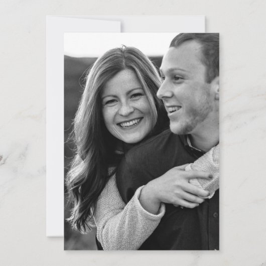 黒モダン金ゴールド幾何学的フローラ結婚写真 招待状 (裏面)