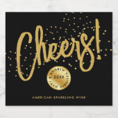 黒モダン金ゴールド応援年始業種別 スパークリングワインラベル (シングルラベル)