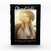 黒モダン金ゴールド星卒業記念 フォトブロック (正面)