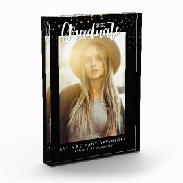 黒モダン金ゴールド星卒業記念 フォトブロック