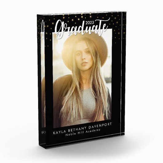 黒モダン金ゴールド星卒業記念 フォトブロック (左)