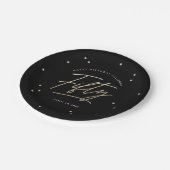 黒モダン金ゴールド書道50誕生日 ペーパープレート (アングル)