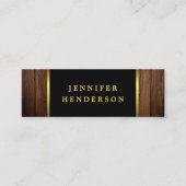 黒モダン金ゴールド木模様プロフェッショナル スキニー名刺 (正面)