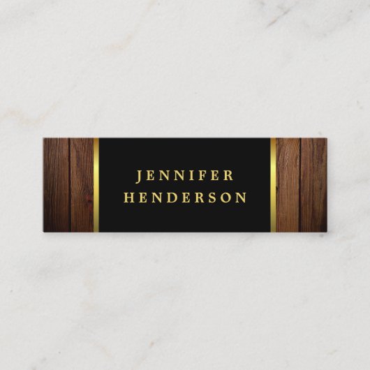黒モダン金ゴールド木模様プロフェッショナル スキニー名刺 (正面)