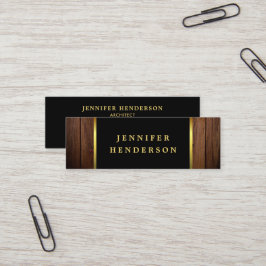 黒モダン金ゴールド木模様プロフェッショナル スキニー名刺