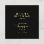 黒モダン金ゴールド木模様プロフェッショナル スクエア名刺 (裏面)