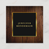 黒モダン金ゴールド木模様プロフェッショナル スクエア名刺 (正面)