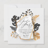 黒モダン金ゴールド植物園パーティー 招待状 (正面)