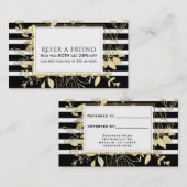 黒モダン金ゴールド植物学グラマー友人を参照 紹介カード (正面/裏面)