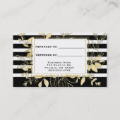 黒モダン金ゴールド植物学グラマー友人を参照 紹介カード (裏面)