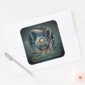 黒モダン金ゴールド水受け皿シンボルAquarius スクエアシール (封筒)