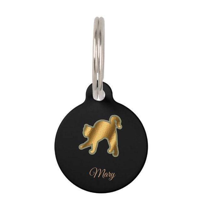黒モダン金ゴールド猫 ペット　ネームタグ (正面)