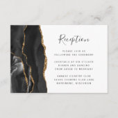 黒モダン金ゴールド瑪瑙ウェディングレセプション エンクロージャーカード (正面)