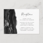 黒モダン金ゴールド瑪瑙ウェディングレセプション エンクロージャーカード (正面)