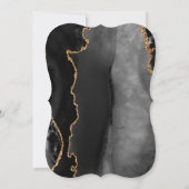 黒モダン金ゴールド瑪瑙ダークブラケッ結婚ト 招待状 (裏面)