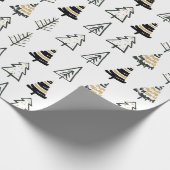 黒モダン金ゴールド白クリスマスツリーシンプル ラッピングペーパー (角)