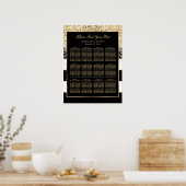 黒モダン金ゴールド白結婚の座席表12 ポスター (キッチン)