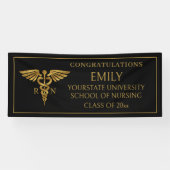 黒モダン金ゴールド看護学校RN卒業 横断幕 (横)