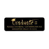 黒モダン金ゴールド筆跡キャップ年 ラベル (正面)