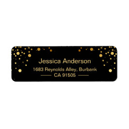 黒モダン金ゴールド紙吹雪点 ラベル