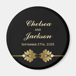 黒モダン金ゴールド結婚形見 マグネット