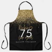 黒モダン金ゴールド編集可能な年齢の誕生日 エプロン (正面)