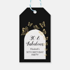 黒モダン金ゴールド蝶の素晴らしい誕生日 ギフトタグ