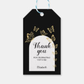 黒モダン金ゴールド蝶の素晴らしい誕生日 ギフトタグ (裏面)