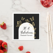 黒モダン金ゴールド蝶の素晴らしい誕生日 スタンダードカクテルナプキン (インサイチュ)