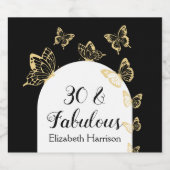 黒モダン金ゴールド蝶の素晴らしい誕生日 スパークリングワインラベル (シングルラベル)