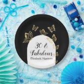 黒モダン金ゴールド蝶の素晴らしい誕生日 ペーパープレート (パーティー)