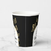 黒モダン金ゴールド蝶の素晴らしい誕生日 紙コップ (右)