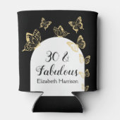 黒モダン金ゴールド蝶の素晴らしい誕生日 缶クーラー (裏面)