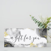 黒モダン金ゴールド証明書ギフトカード追加ロゴ (スタンド正面)