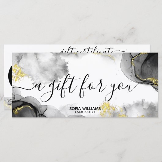 黒モダン金ゴールド証明書ギフトカード追加ロゴ (正面/裏面)