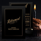 黒モダン金ゴールド退職パーティー 招待状