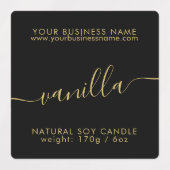 黒モダン金ゴールド防水ろうそく製品ラベル ラベル (デザイン1)