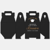 黒モダン金ゴールド高校卒業生懇親会パーティー フェイバーボックス (見開き)