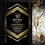 黒モダン金ゴールド18th誕生日パーティー 招待状<br><div class="desc">この黒と金ゴールドモダン18th誕生日パーティーの招待で友達や愛する人を招待状するカスタマイズ可能な文字エリアを提供し、日付、時間、会場、RSVP情報など、特別な誕生祝いに必要なすべての詳細を簡単に含めることができる。さまざまな紙タイプとコーナースタイルがユニーク招待状で利用でき、デジタル形式を好んでダウンロードすもしるオプションも用意されている。</div>